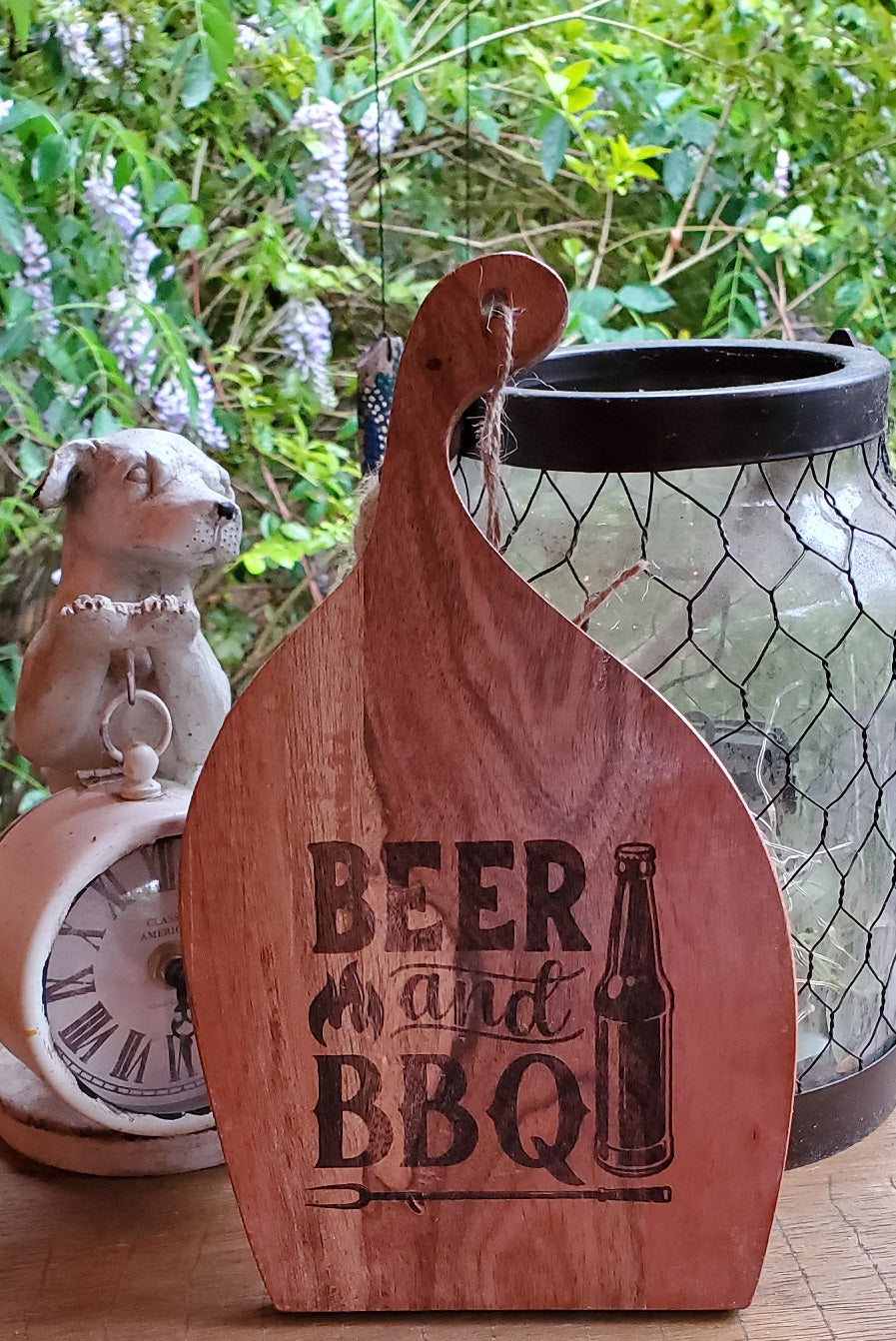 Beer and BBQ! Serving Board Acacia Wood